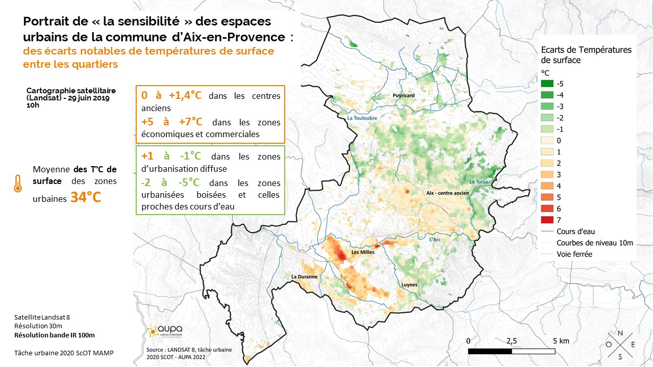Rafraichissons nos villes, Etat de la surchauffe urbaine sur Aix-en-Provence