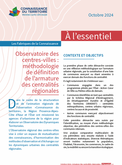 Observatoire des centres-villes : méthodologie de définition de l’armature des centralités régionales