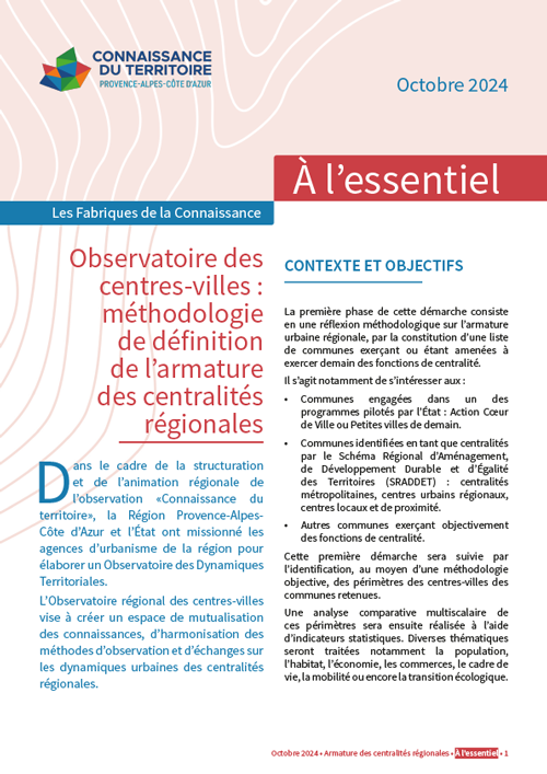 Observatoire des centres-villes : méthodologie de définition de l’armature des centralités régionales
